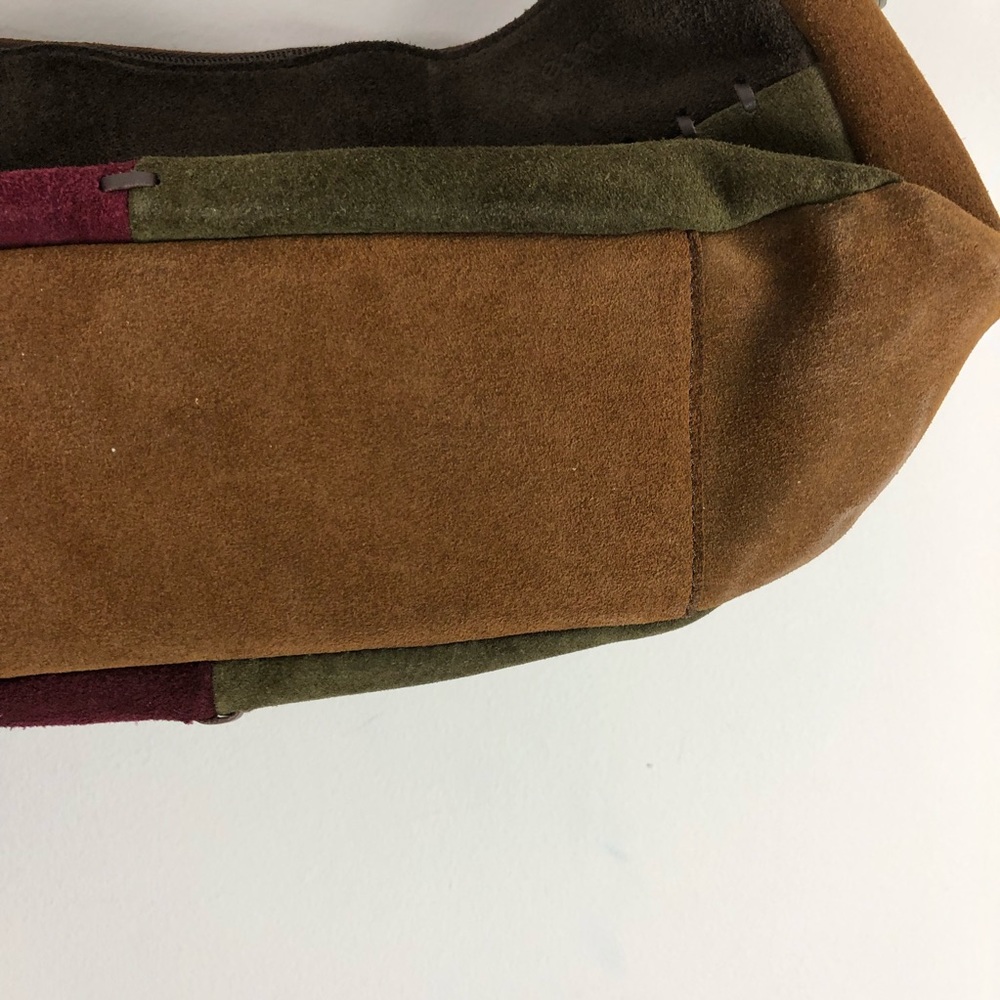 Vintage Y2K Ecco Suede Patchwork Shoulder Bag Multi Color Boho - Picture 3 of 8